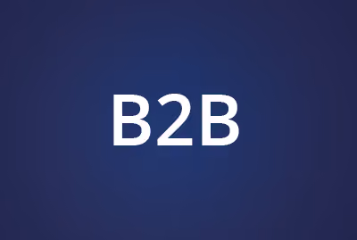 Weißer Text 'B2B' auf einem dunklen, blauen Verlaufshintergrund.