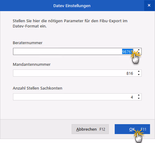 Datev Einstellungen orgaMAX
