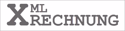 Logo mit dem Text »XML RECHNUNG« in Großbuchstaben, wobei das »X« besonders groß und fett dargestellt ist.