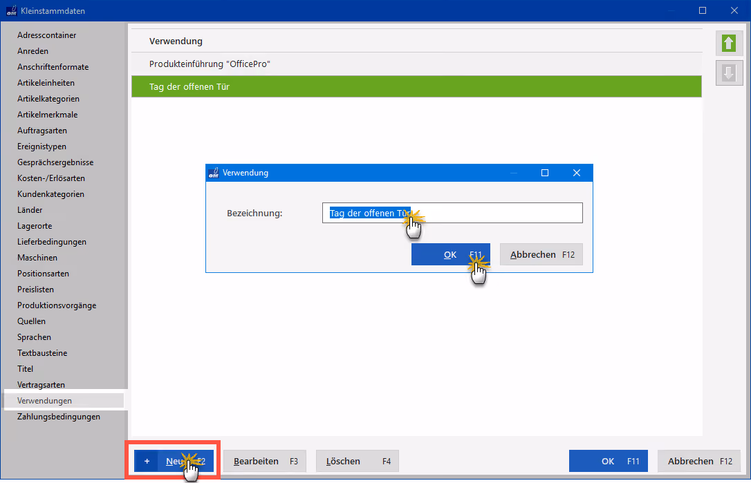 Verwendung Beispiel in orgaMAX 2