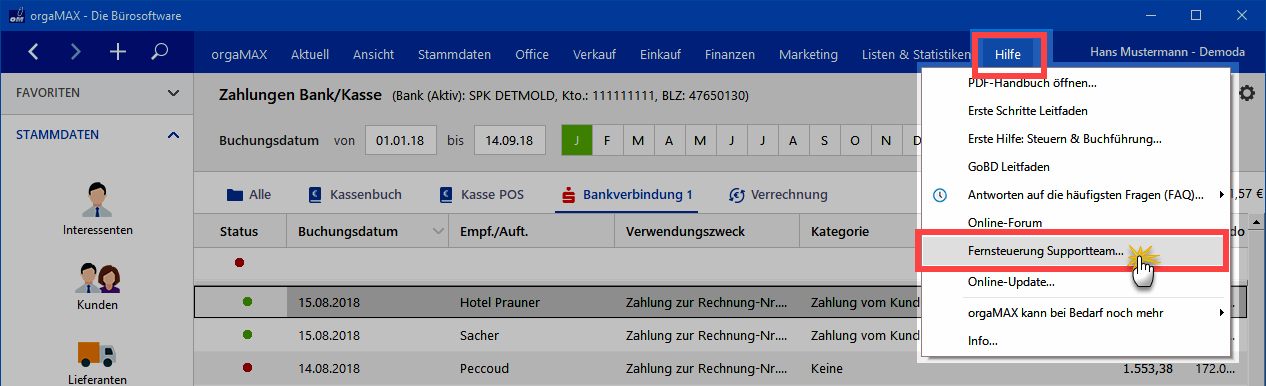 Fernsteuerung starten Screenshot