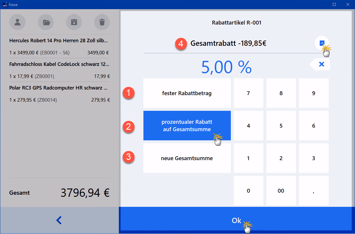 Gesamtrabatt zweiter Schritt in orgaMAX