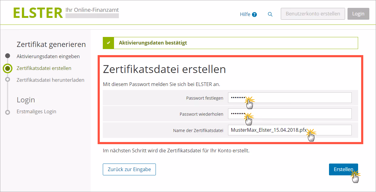 Zertifikatsdatei erstellen