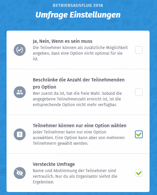Doodle Einstellungen