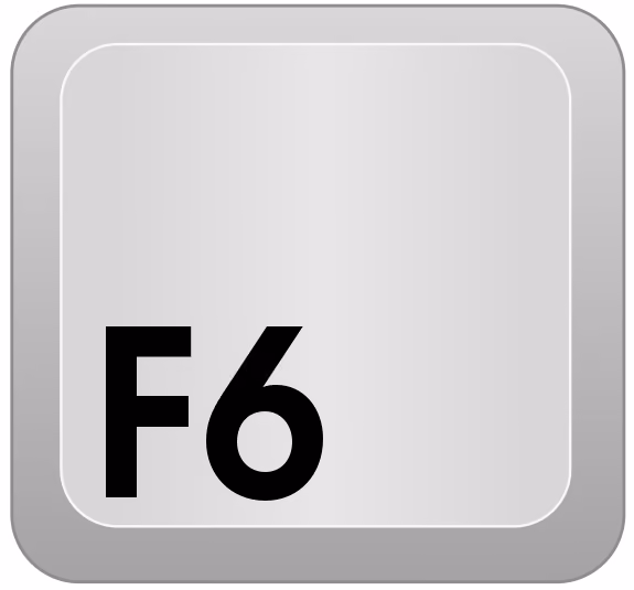 Eine Computertaste in Grau mit der Bezeichnung F6 in schwarzer Schrift.