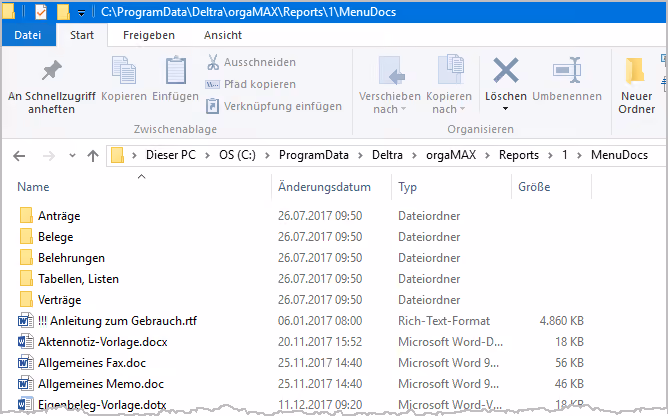 Speicherpfad für MenuDocs