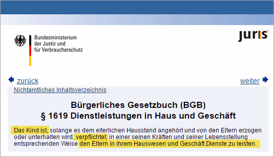 Bürgerliches Gesetzbuch: Dienstleistungen in Haus und Geschäft