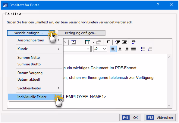 Texte für den E-Mailversand festlegen: E-Mailtexte für Briefe | orgaMAX Praxistipp