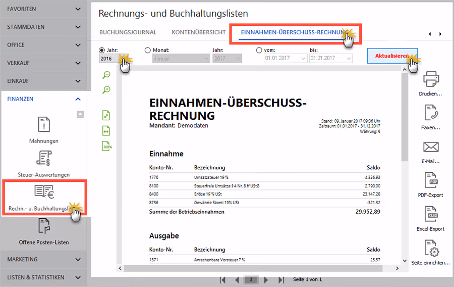 Aktualisierung der Einnahmen-Überschuss-Rechnung | Vorgehensweise | orgaMAX Steuertipp