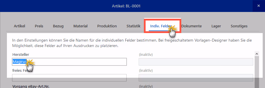 Online- Vorlagen: Aktivierung individueller Artikelfelder | orgaMAX Praxistipp