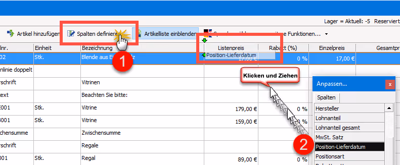 Online- Vorlagen: Vorgehensweise Spaltendefinition | orgaMAX Praxistipp