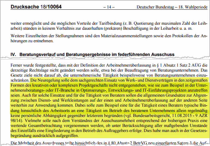 Werkvertrags-Novelle | Protokollauszug Bundestagsausschuss | orgaMAX Bürosoftware
