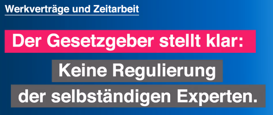 Werkvertrags-Novelle | Keine Regulierung selbständiger Experten | orgaMAX Bürosoftware