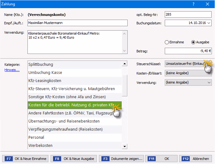 Beispiel: Abrechnung der Reisekosten | orgaMAX Bürosoftware