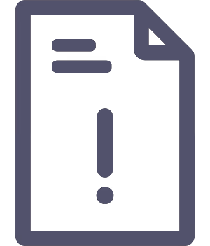Symbol eines Dokuments mit einem Ausrufezeichen in der Mitte, das auf eine Mahnung hinweist.