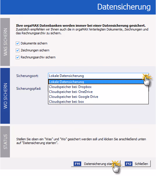 Beispiel Datensicherung| orgaMAX Praxistipp