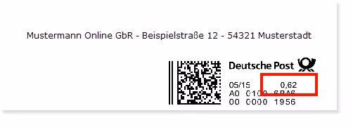 Portoerhöhung 2016: Abbildung alte Internetbriefmarke | orgaMAX Bürosoftware