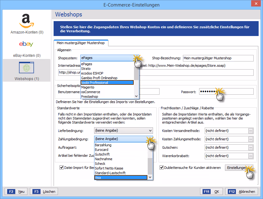 Webshop-Einstellungen