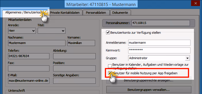 Benutzer freischalten