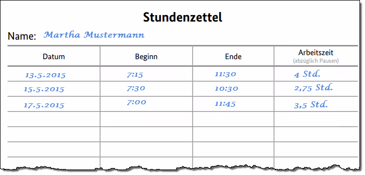 Stundenzettel