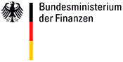 Logo des Bundesministeriums der Finanzen mit schwarzem Bundesadler links und senkrechtem Balken in Schwarz, Rot und Gelb neben dem Text.