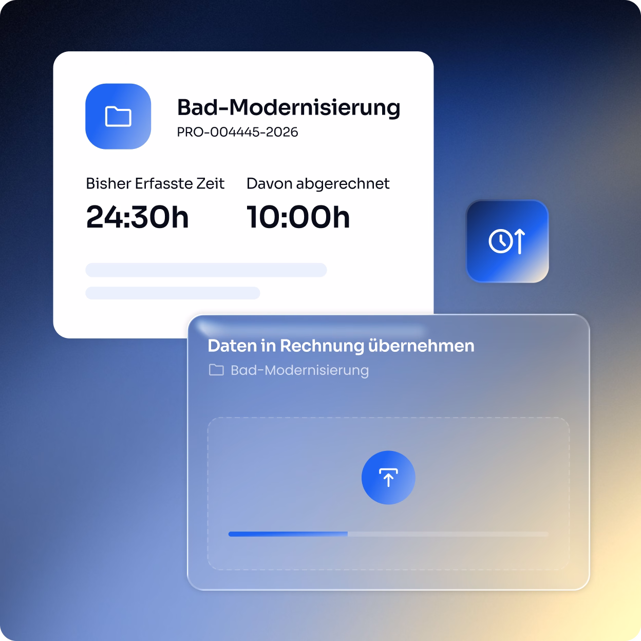 Funktionsgrafik Projekte & Arbeitszeiten abrechnen, Schritt 3