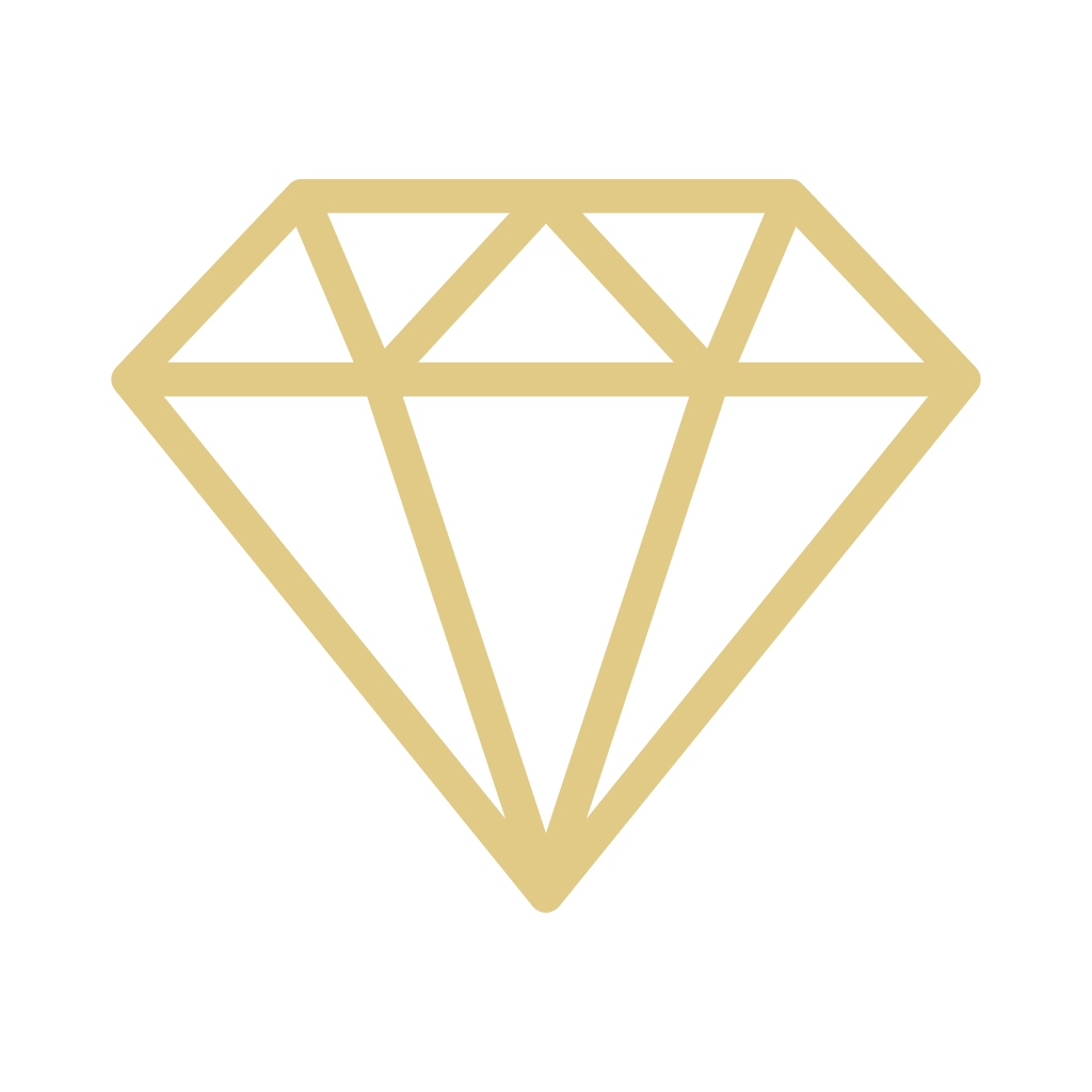 Simple gold diamond shape icon with geometric facets on a black background.