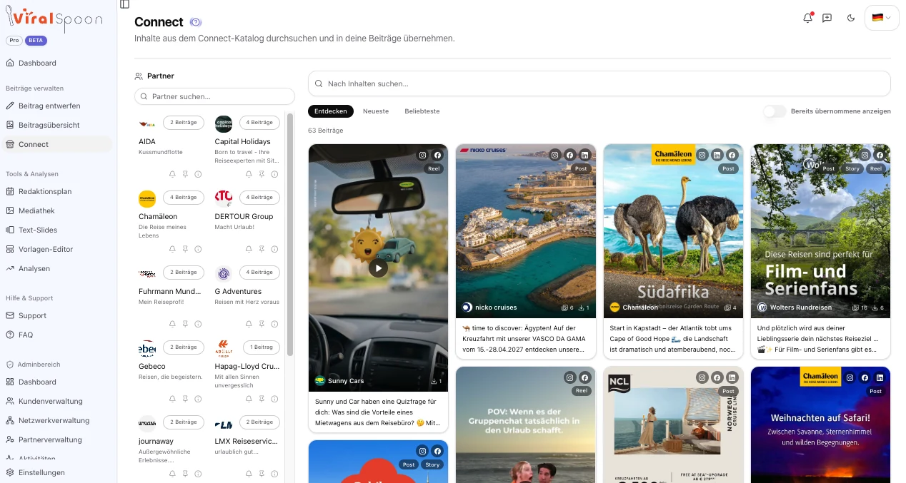 ViralSpoon Connect: fertige Partner-Inhalte zum Übernehmen