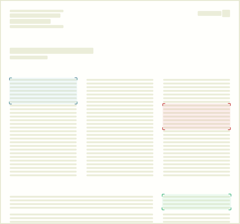 Parsed document with extracted fields highlighted