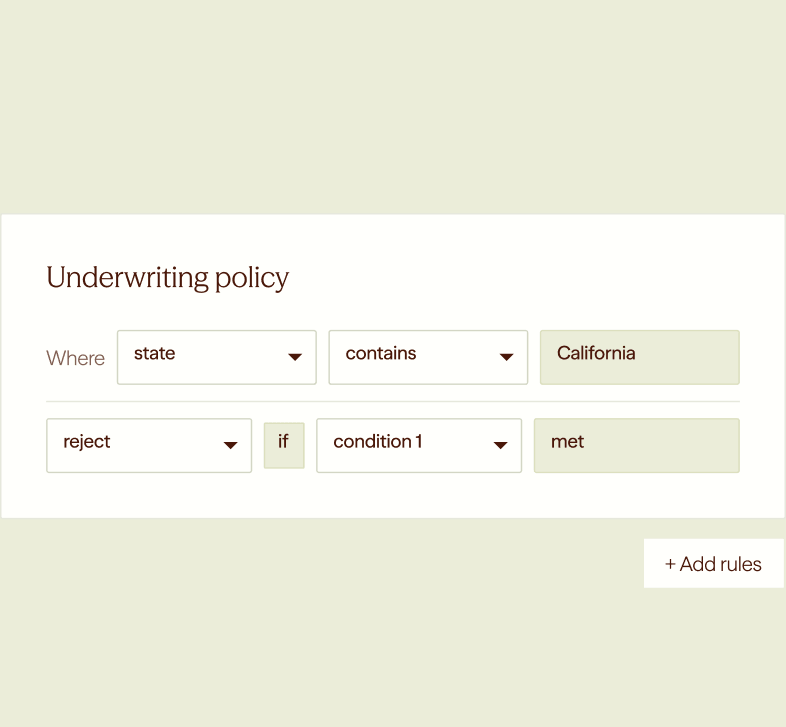 Underwriting policy rule builder
