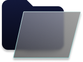 Two overlapping computer folders, one dark blue and one translucent gray with a subtle gradient.