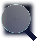 Circular gray dial with a centered plus sign and a small protruding tab at the bottom right.