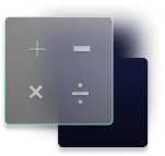A translucent square overlay containing four basic mathematical operation symbols: plus, minus, multiplication, and division, arranged in a 2x2 grid.