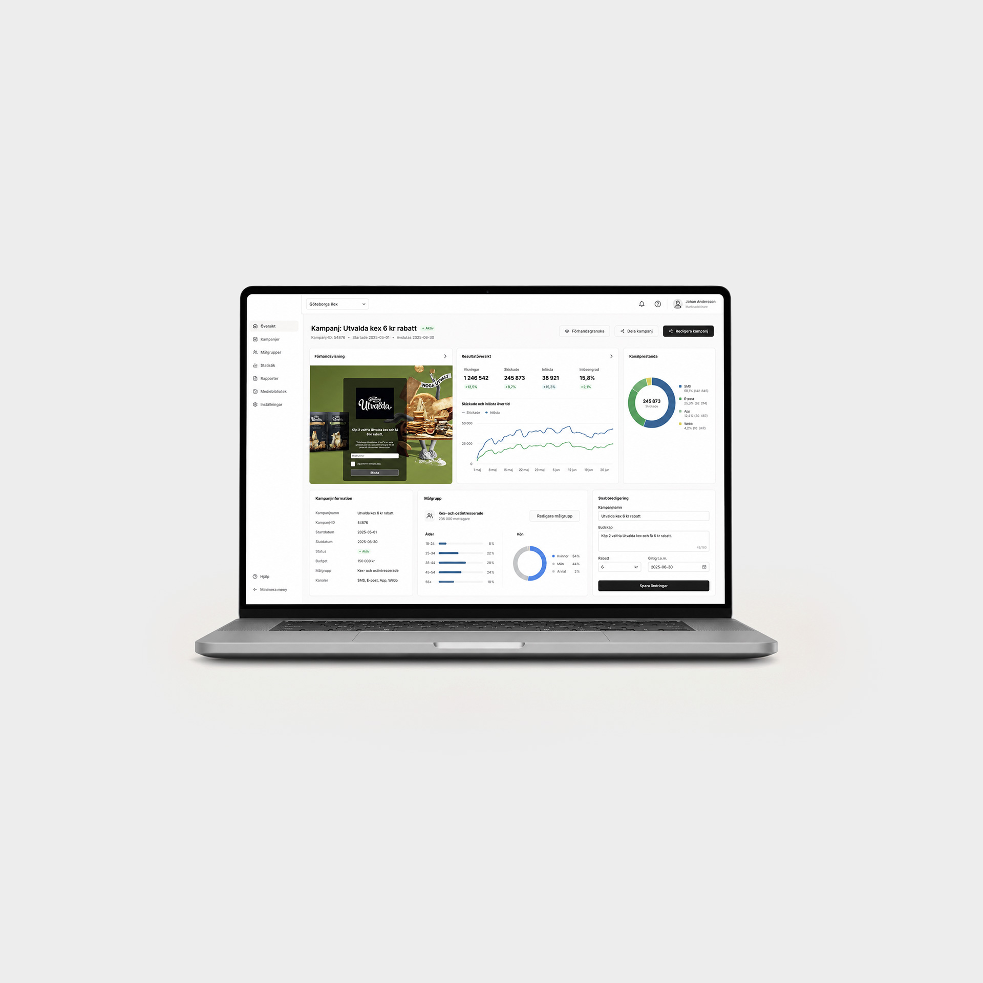Laptop som visar kampanjplattformen Kampanja