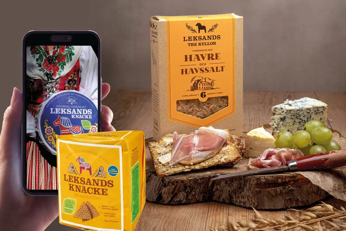 Mobil med en kupong bredvid knäckebröd med pålägg