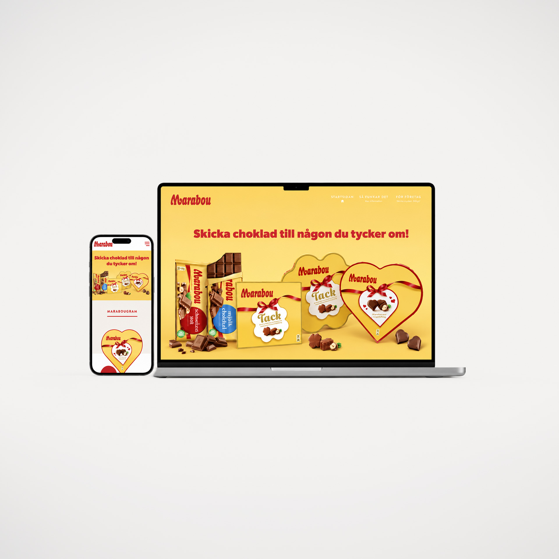 Digital chokladkampanj visad på laptop och mobil