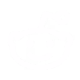 White Reddit alien mascot face icon on transparent background.