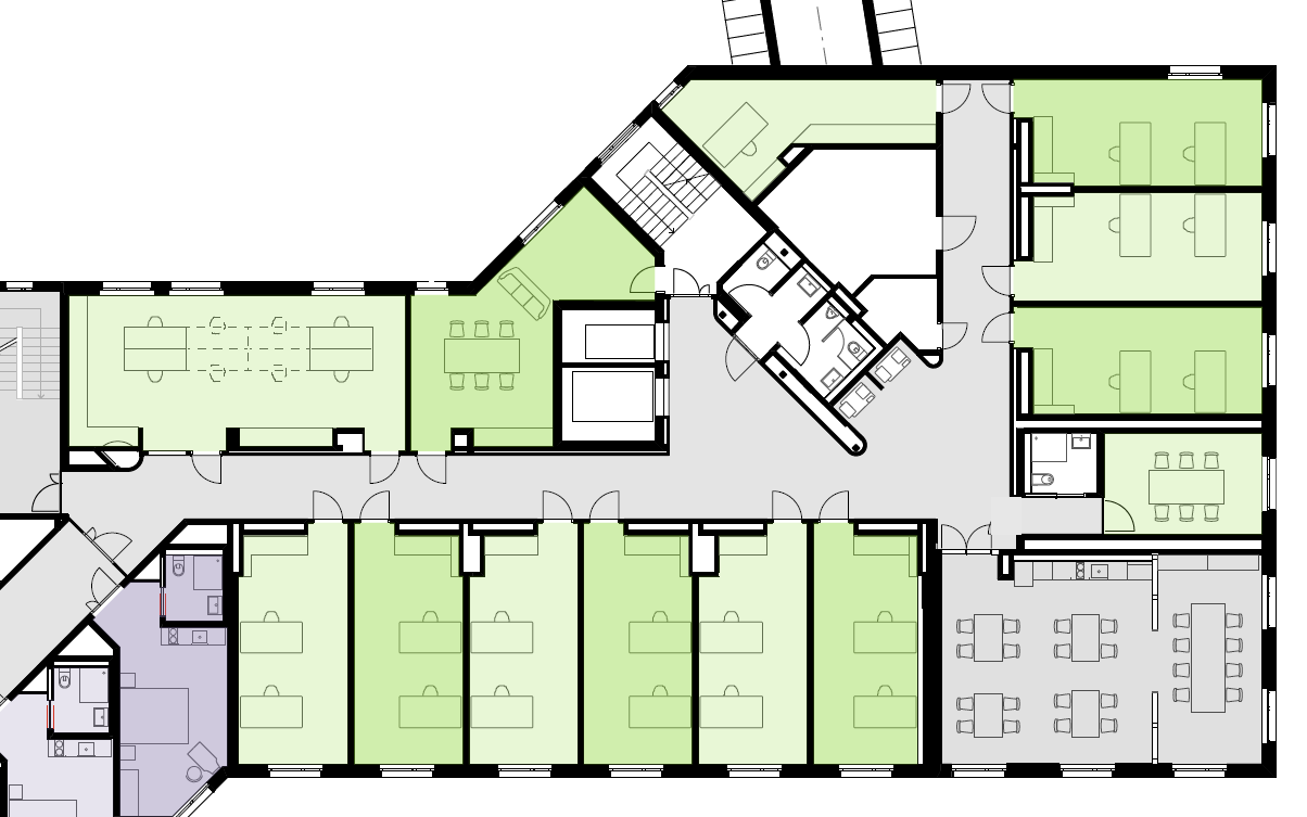 Grundriss der Gewerbefläche im 1. Obergeschoss von Promulins