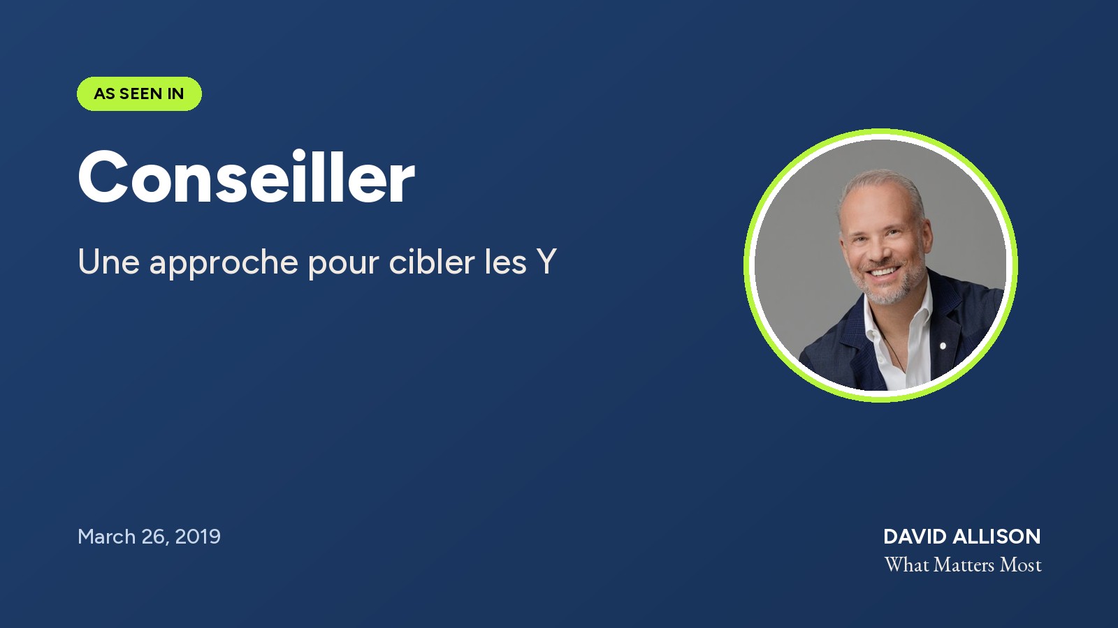 Screenshot of the Conseiller article Une approche pour cibler les Y