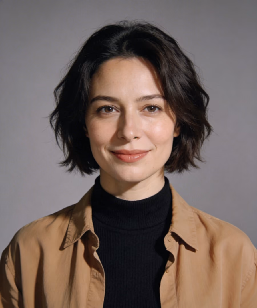 A young woman with short hair