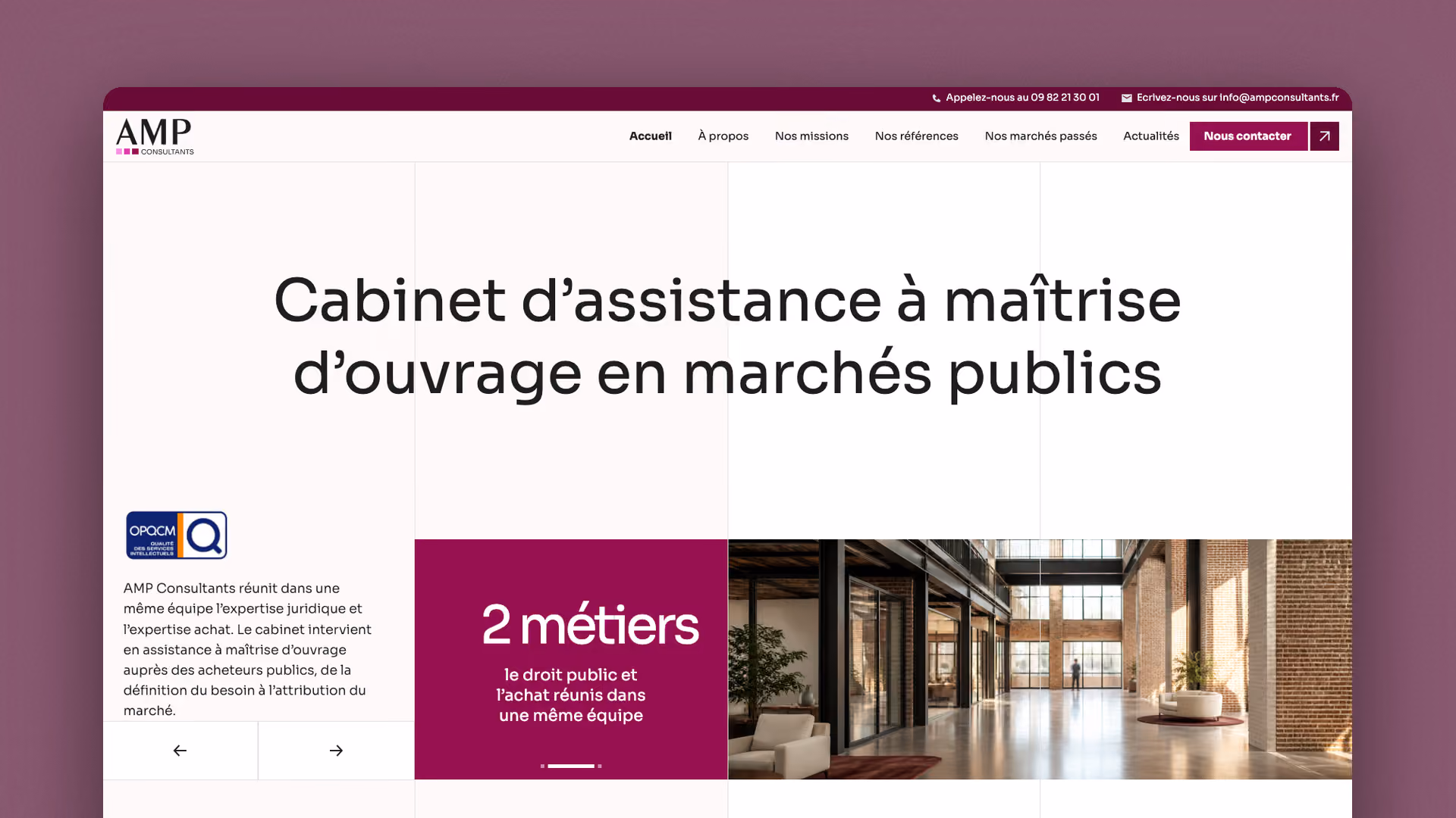 AMP Consultants, page d'accueil