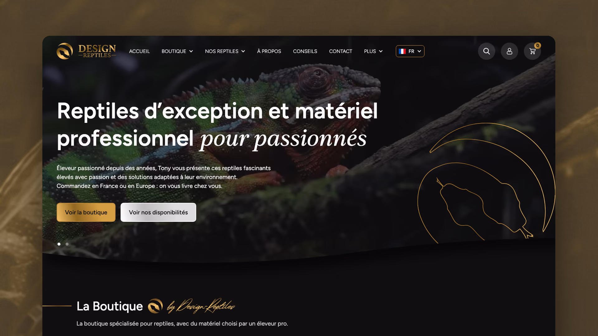 Design Reptiles, page d'accueil