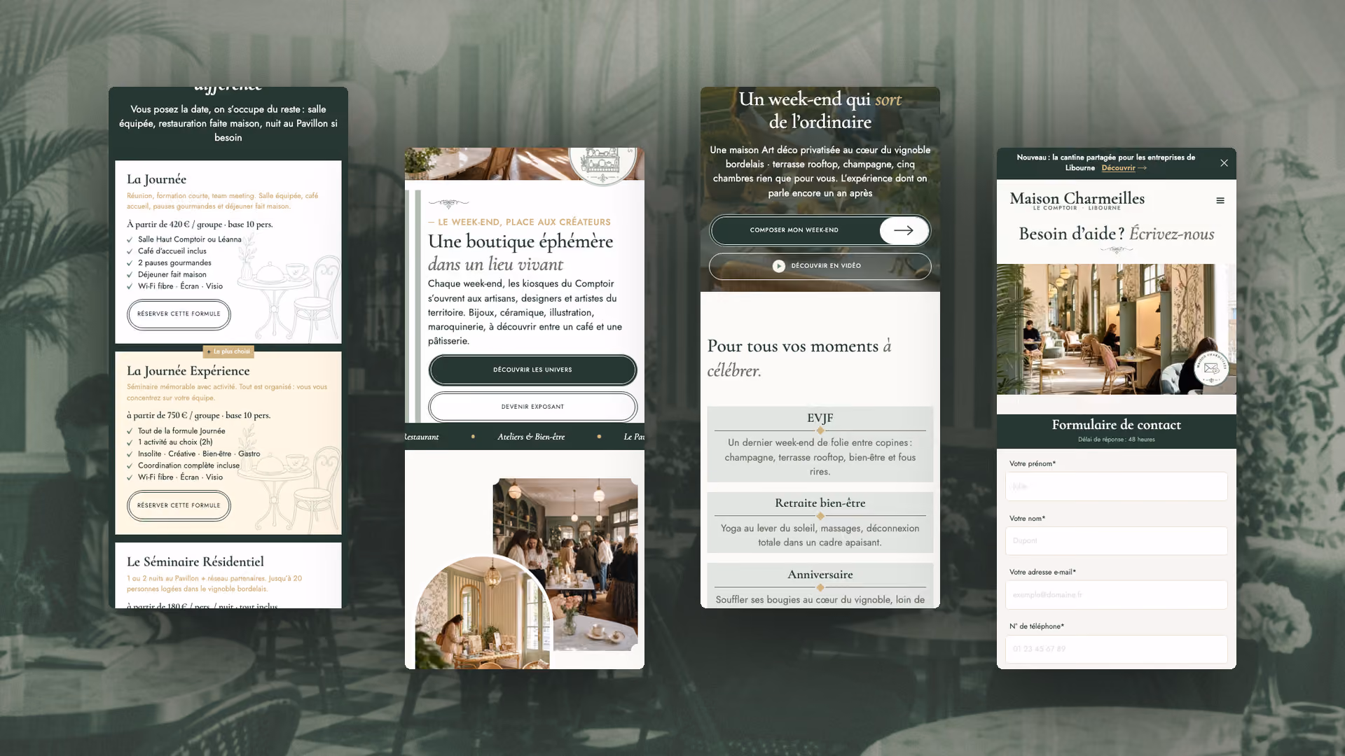 Maison Charmeilles, pages en mobile