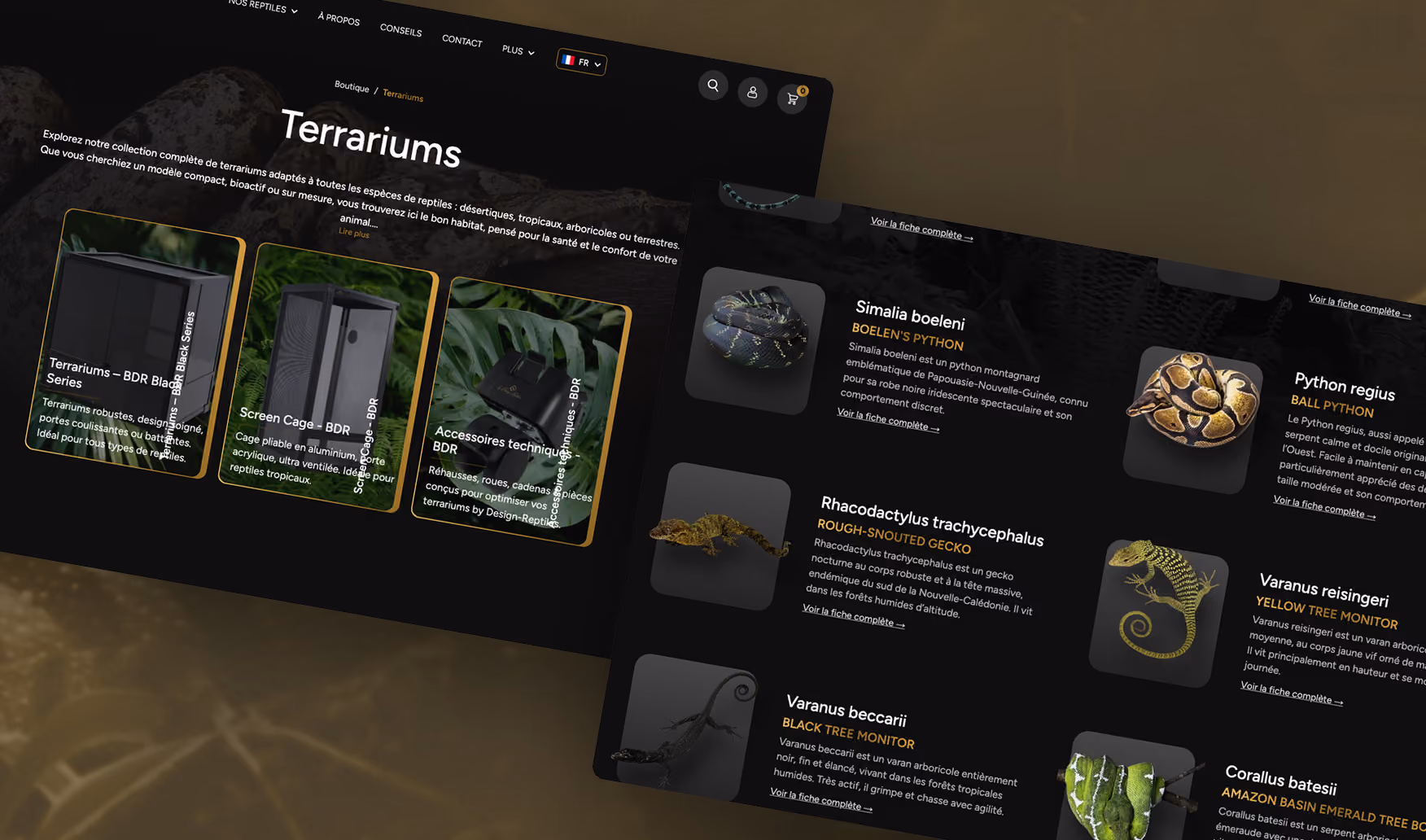 Design Reptiles, deux sites réunis