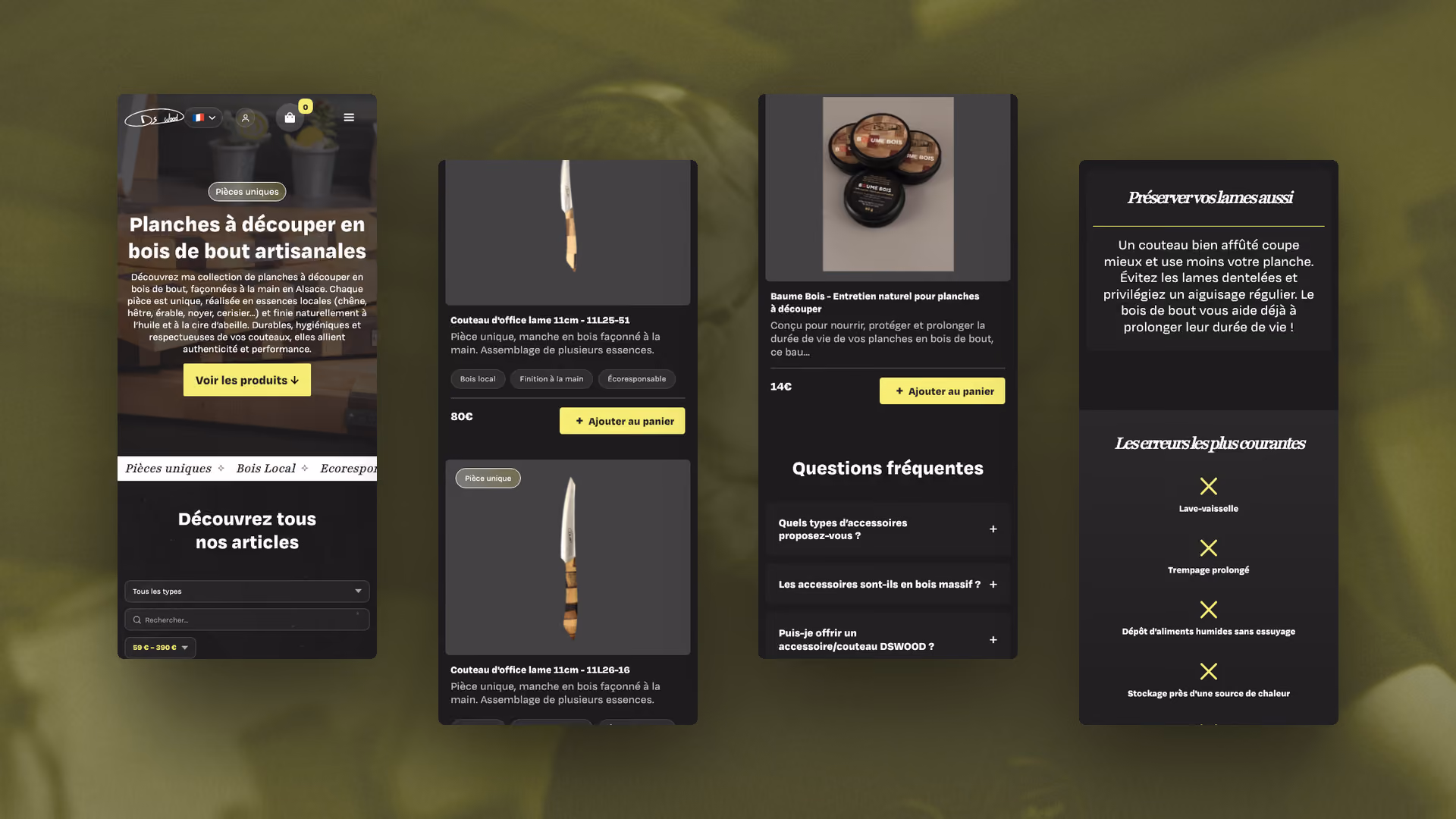 DS Wood, fiches produit en mobile