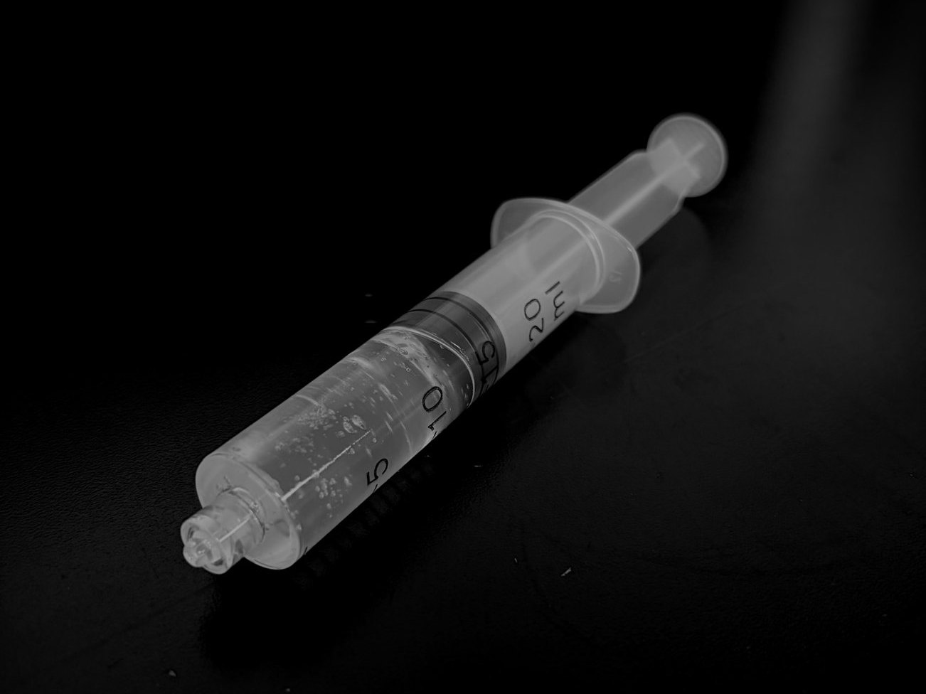 In-house R&D at Info-Gel: syringe of gel sample