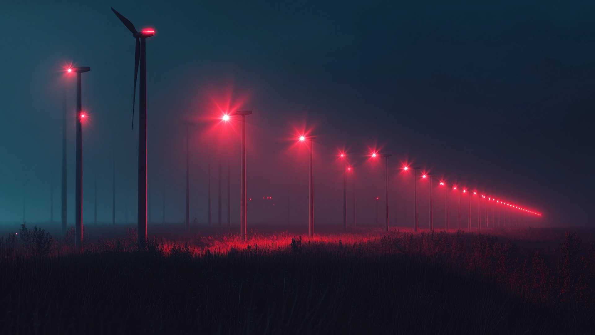 Windfarm ADLS windmill lighting system powered by Echodyne radars