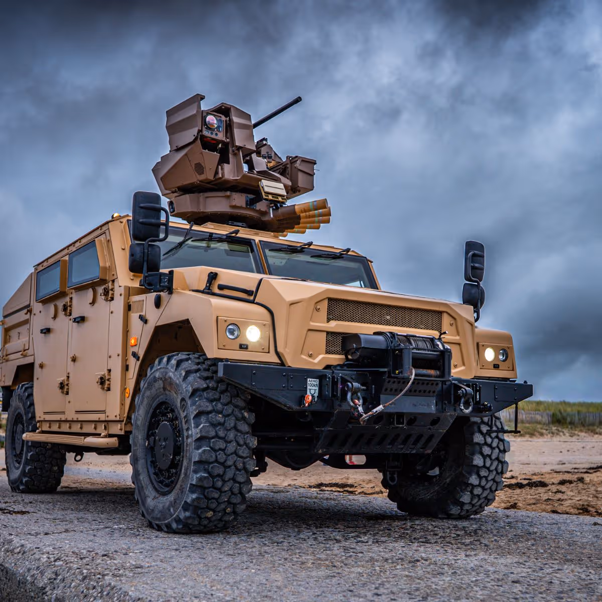 Weapons station platform (RWS) with Echodyne radar on turret 