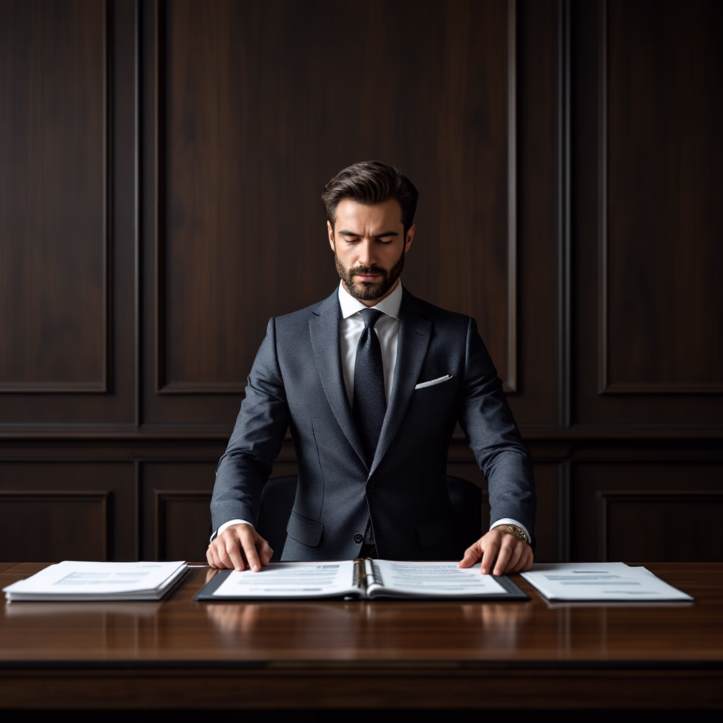 [background image] image of a work desk with a laptop and documents (for a ai legal tech company)