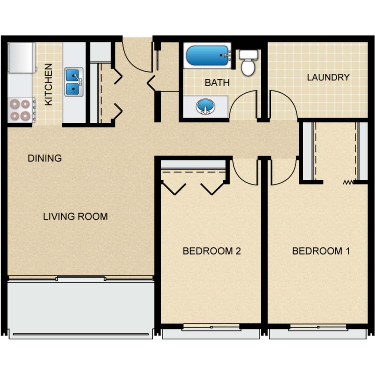 2BD, 1BTH B